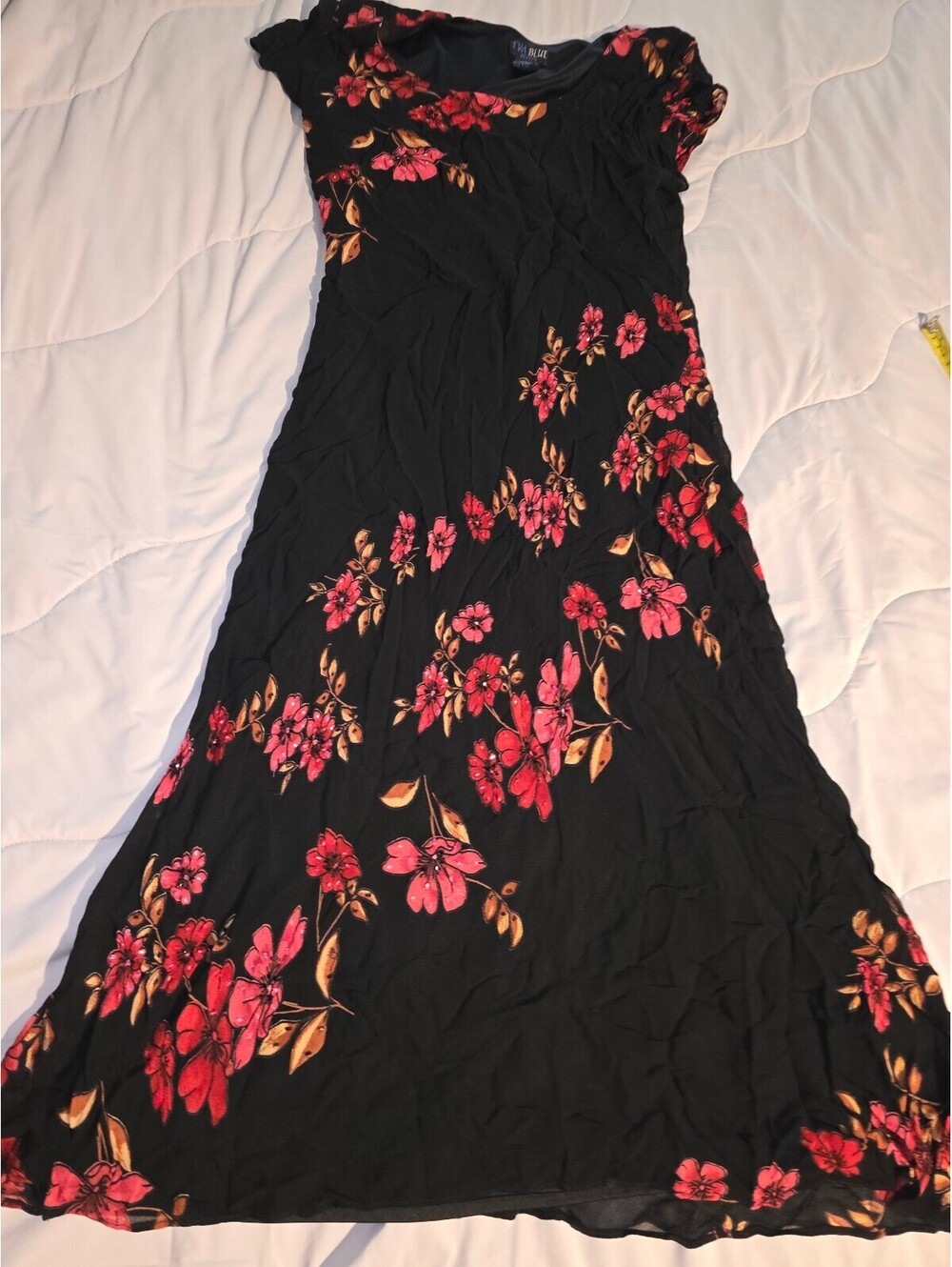 Gorgeous Dress by EVA BLUE - black and red with mini beads -  Size 8P